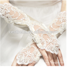 Custom Design Off White Wrist Length Gloves Fingerless Lace Bridal Gloves